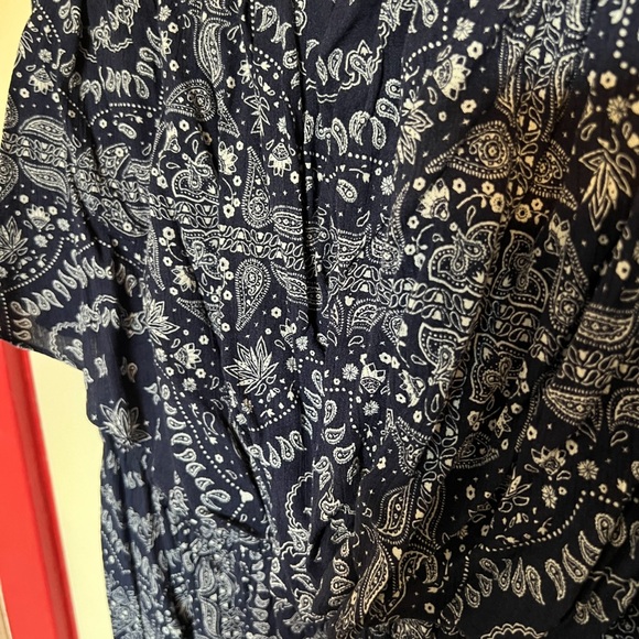 Navy & White Paisley Romper - Picture 3 of 6